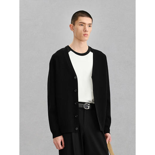 GXG男装 黑色基础开襟线衫男士针织衫 24年冬G24X304005 商品图2