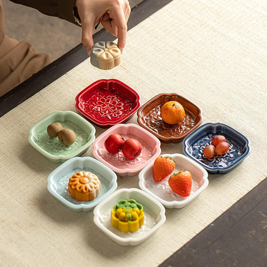 【四方山茶花小蝶】禅意茶点盘中式复古陶瓷果盘家用客厅零食盘糖果盘水果盘干果盘 商品图3