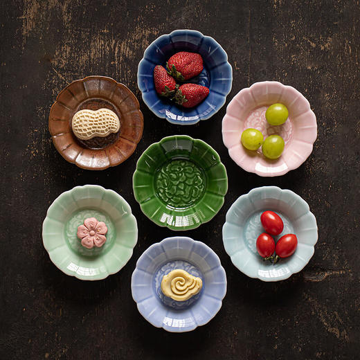 【迷你缠枝莲小碟】陶瓷迷你糕点碟味碟茶室禅意茶点盘防烫茶杯垫杯托复古精致水果盘 商品图8