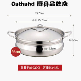 【样品特惠5折，最后2个无货退款】日本进口316不锈钢下村不锈钢汤锅双耳锅炖锅家用电磁炉26cm