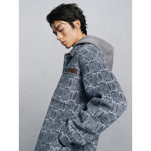 GXG男装 蓝咖色皮标通勤短款大衣 冬季热卖G24X064006 商品图2