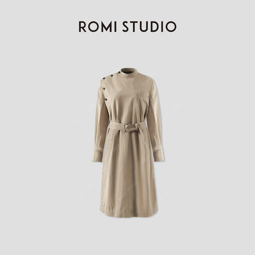 ROMI STUDIO“知识分子”立领不规则开扣风衣式连衣裙 RWCRLG2969 商品图4