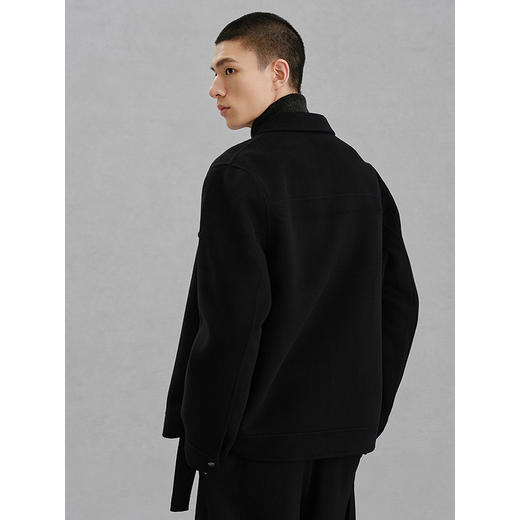 GXG男装  黑色全羊毛通勤短款大衣24冬季热卖大衣G24X064023 商品图4