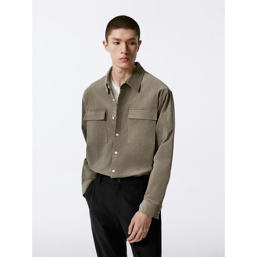 GXG男装 卡其色灯芯绒简约翻领长袖衬衫  秋季热卖G24X033044 商品图2