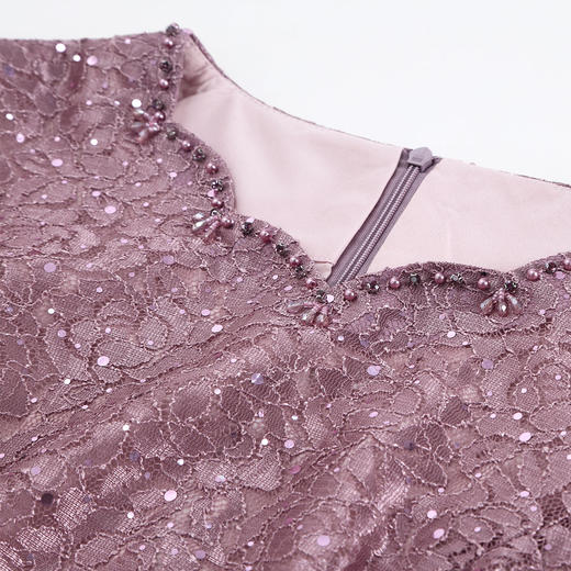 QF8C5斯尔丽25新款宴会华丽礼服立体盘花假两件刺绣蕾丝温柔端庄连衣裙 商品图6