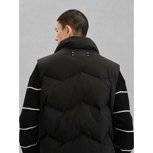 GXG男装  黑色暗格立领通勤羽绒马甲男 冬季马甲G24X094009 商品图3