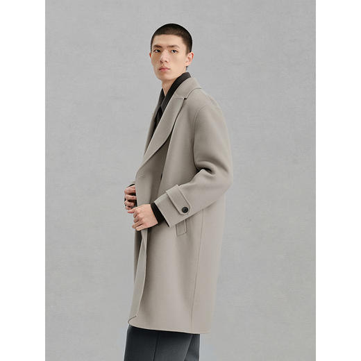 GXG男装 米色双排扣简约通勤长款大衣24冬热卖G24X264009 商品图2