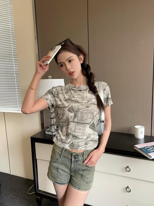 【YW】无忧购“清仓大促”美式辣妹复古重工烫钻扎染T恤 606（截单后3-5天发货) 商品图10