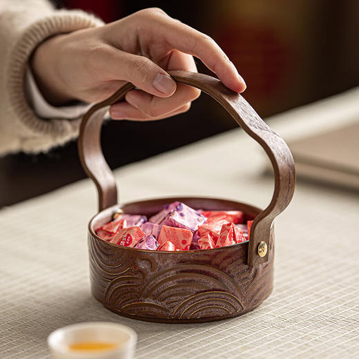 【祥云手提款果篮】陶瓷复古手提果篮家用零食糖果盒精致高端轻奢坚果水果篮点心盘子 商品图3