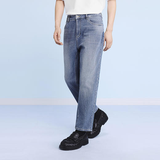 GXG男装  牛仔蓝经典锥形长裤百搭裤子 24年夏G24X052009 商品图2