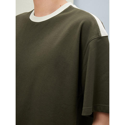 25夏季热卖 GXG男装撞色拼接时尚简约圆领短袖T恤百搭通勤 商品图3