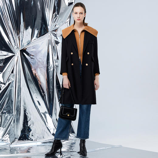 EITIE爱特爱冬季新款气质翻领中长款大衣外套7614319 商品图5