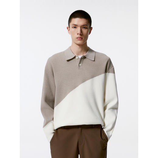 GXG男装  斜边撞色毛衫男羊毛混纺毛衣 24年秋G24X203010 商品图2