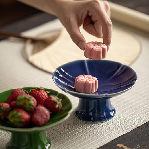 【风韵高脚盘】陶瓷高脚盘茶点盘供盘点心盘复古禅意零食小吃碟中式糖果盘水果盘 商品图2