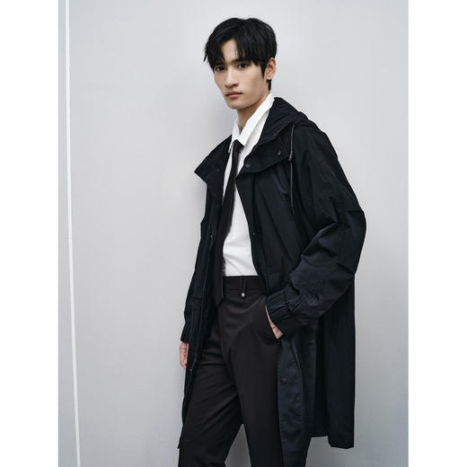 GXG男装  新年系列黑色连帽风衣  时尚休闲长款外套 春季热卖GFX10801191 商品图2