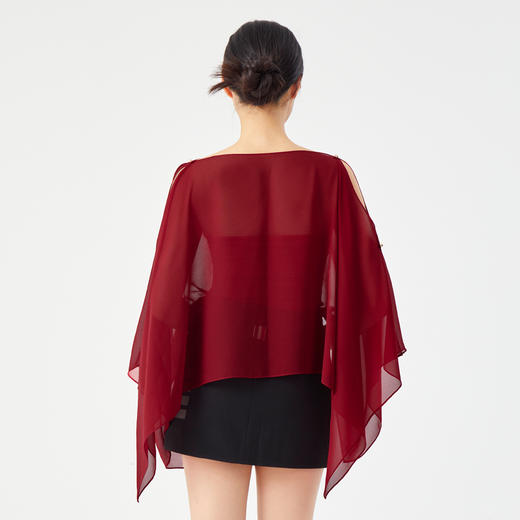 QF201斯尔丽2025夏季新款舒适垂坠飘逸雪纺多种穿搭外披宽松挡肉上衣 商品图3