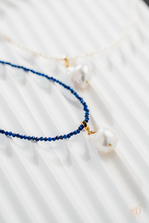 天然巴洛克珍珠万能扣吊坠项链(青金石） 商品图4