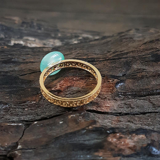 【天然正品】A货翡翠AU750黄金镶钻镶天然冰种平安扣翡翠（吉祥、如意）戒指21号（戒圈可改）女士现售价：3680！080625NJS09 商品图5