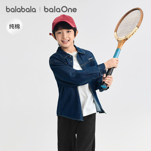 巴拉巴拉儿童衬衫男童女童长袖大童2025新款秋装全棉牛仔时尚百搭 商品图0