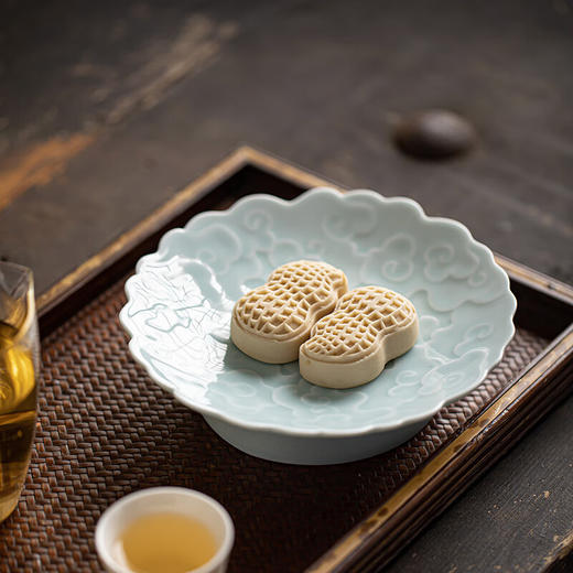 【古韵祥云高足果盘】中式禅意高脚盘陶瓷茶点盘客厅水果盘糕点干果点心盘家用复古 商品图2