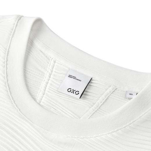 GXG男装  白色肌理提花短袖T恤 2024年夏季热卖G24X442100 商品图2