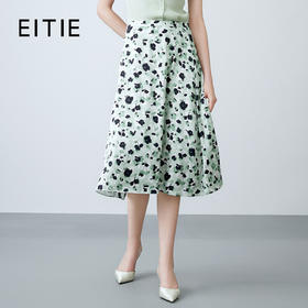 EITIE爱特爱夏季新款时尚高腰a字显瘦法式通勤印花半身裙7806509
