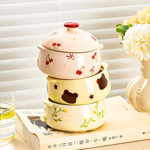 【卡通炖盅系列】陶瓷双耳隔水炖盅蒸鸡蛋羹一人份炖汤家用宝宝辅食小号瓦罐燕窝盅 商品图8