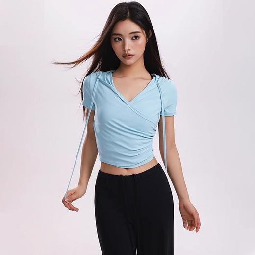 跃牌【禅语梵心】凉感抗菌健身服跑步帽衫瑜伽修身上衣短袖显瘦速干运动T恤女DX5462 商品图1