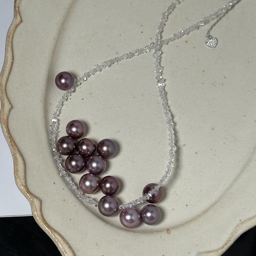 【甄珠贝】3mm+闪灵钻 水晶链 超美很闪 爱迪生10-11mm珍珠 正圆强光，基本无暇 转运珠项链 商品图7