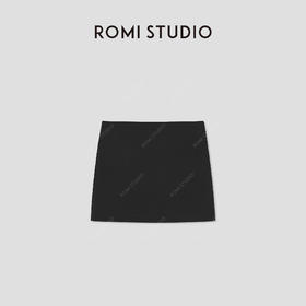 ROMI STUDIO“简约优雅”高密棉黑色高弹力针织半身短裙 RWCSXT2982