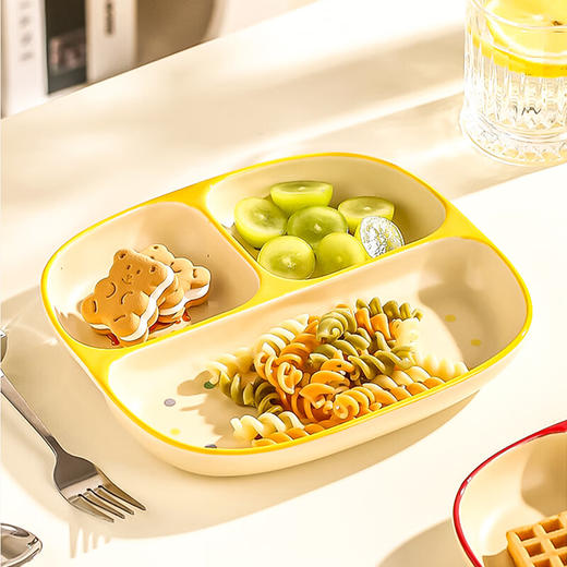 【萌萌小熊分格餐盘】新款三格陶瓷宝宝分格餐盘家用儿童分餐盘一人食减脂定量饭盘 商品图7