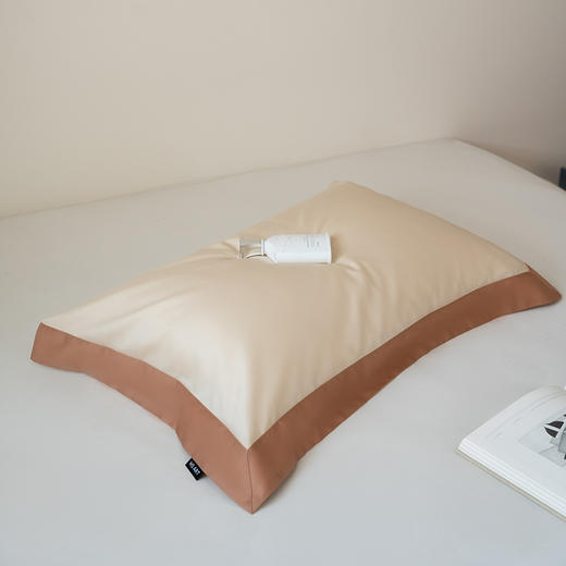 自然醒100支长绒棉Maillard美拉德系拼边枕套高奢款HS 商品图14