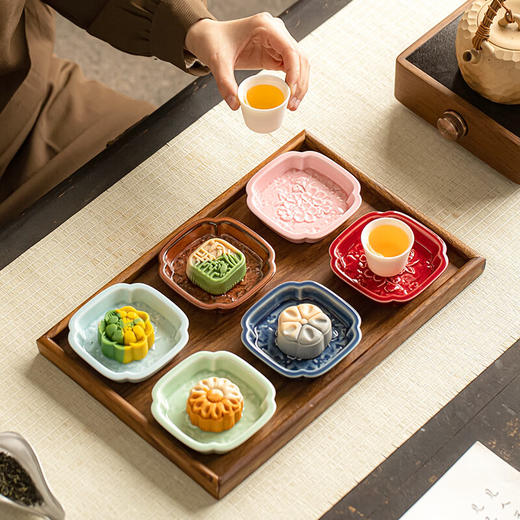 【四方山茶花小蝶】禅意茶点盘中式复古陶瓷果盘家用客厅零食盘糖果盘水果盘干果盘 商品图6