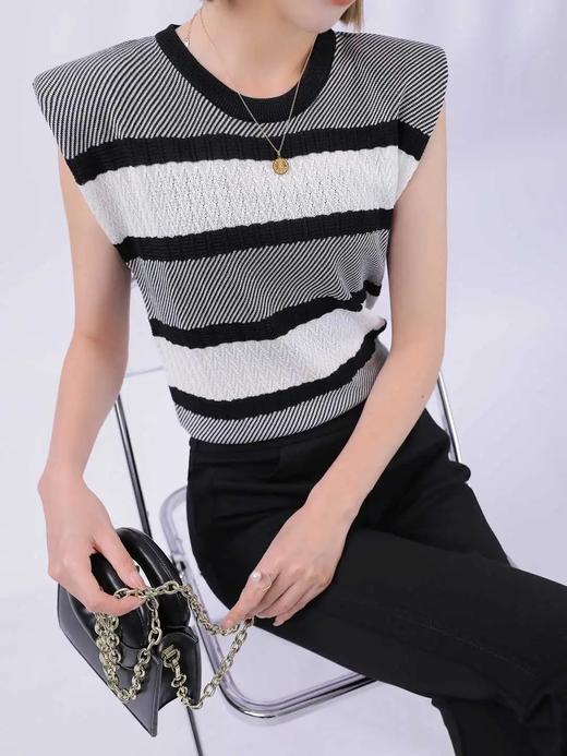 3BAR155238#黑白条纹马甲 商品图0