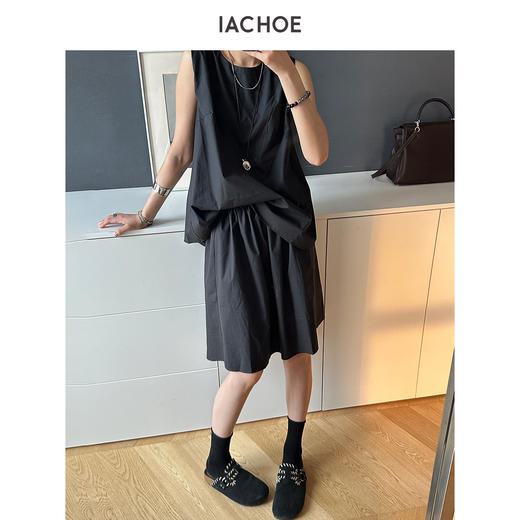 棉仓3631503017-IACHOE无袖纽结设计师风背心衬衫夏季显瘦宽松 商品图4