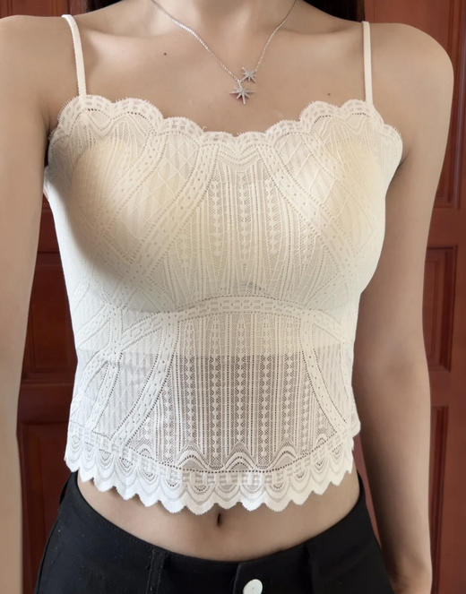 【免穿文胸】春夏新款蕾丝内搭美背显瘦小吊带 带胸垫内衣打底背心 商品图5