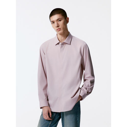 GXG男装 粉色基础时尚免烫翻领长袖衬衫男士   秋季热卖G24X033037 商品图3