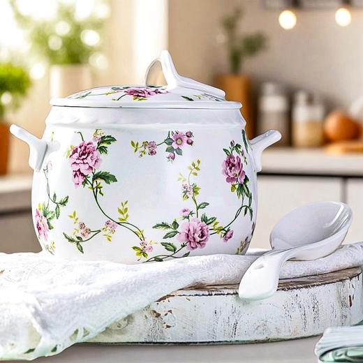 【兰花双盖炖盅】复古陶瓷炖盅家用隔水炖汤盅带盖燕窝蒸蛋盅煲汤小号瓦罐汤锅 商品图1