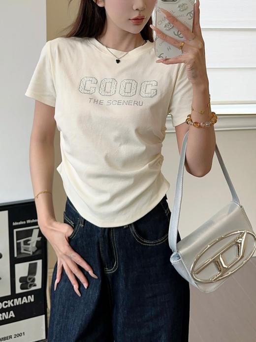 【YW】无忧购“清仓大促”韩版复古休闲重工烫钻短袖T恤X605/2401（截单后3-5天发货) 商品图2