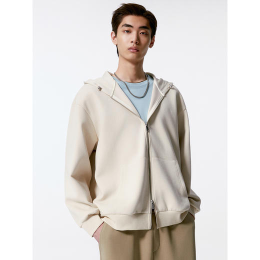 GXG男装 卡其色宽松时尚基础连帽卫衣男士24年秋季热卖G24X313017 商品图2