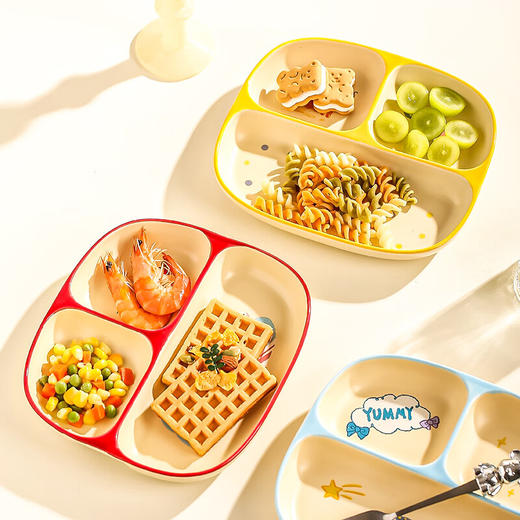 【萌萌小熊分格餐盘】新款三格陶瓷宝宝分格餐盘家用儿童分餐盘一人食减脂定量饭盘 商品图1