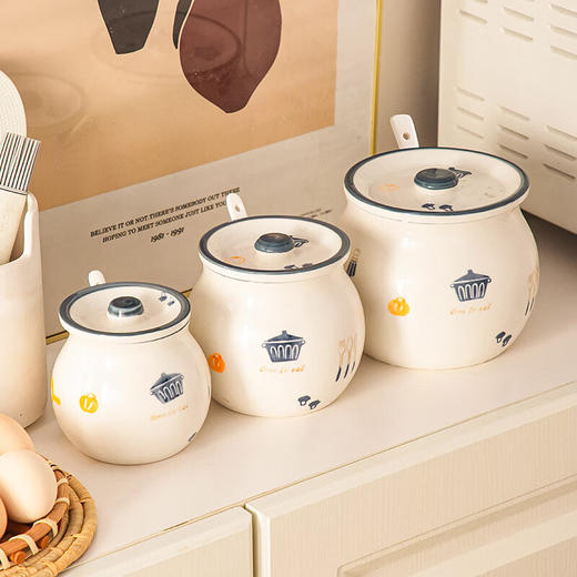 【摩登猪油罐】中式老式猪油罐家用防潮耐高温陶瓷带盖大容量密封罐大号熬猪油罐 商品图3