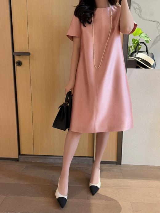 茧型优雅高级洋气纯色圆领显瘦直筒连衣裙 商品图3