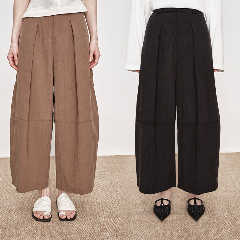 UMILAB｜侘寂*松弛天花板 梨形必入莱赛尔半松紧九分凉凉裤P1267M