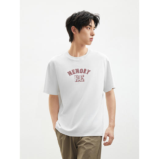 2025年春季GXG热卖创意刺绣潮流简约百搭圆领短袖T恤男 商品图2