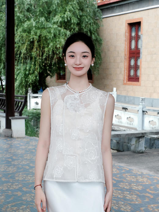 盛唐牡丹| 意大利进口网纱料偏襟马甲 商品图2