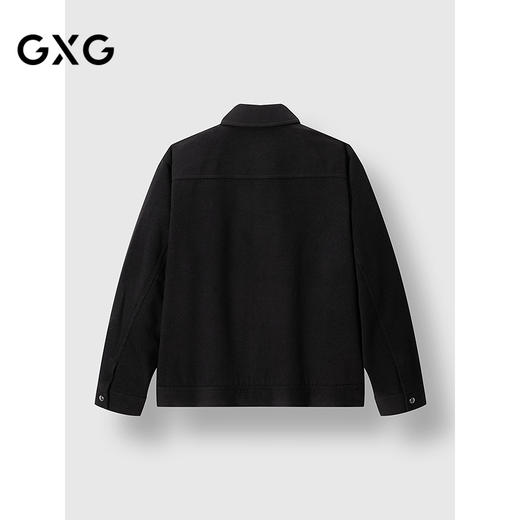 GXG男装 黑色经典廓形金属四合扣短大衣外套 2024冬季热卖 商品图1