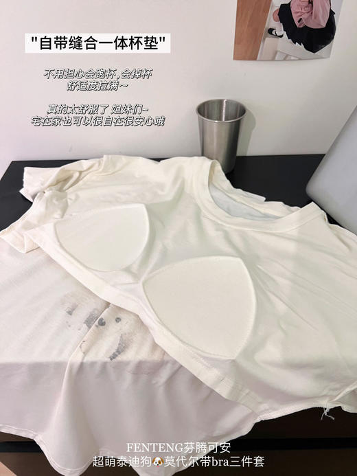 会呼吸的家居遛弯三件套睡衣超萌泰迪狗带胸垫三件套 商品图14