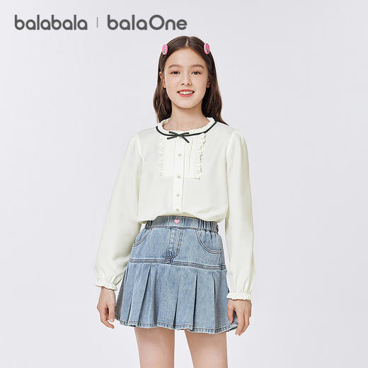 巴拉巴拉女童衬衫儿童长袖2025新款秋装精致时尚柔软甜美凉感抗菌 商品图0