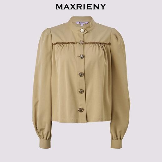 MAXRIENY高级气质感复古优雅卡其色上衣2025春款压褶设计感外套(货号:MS86JA025) 商品图5